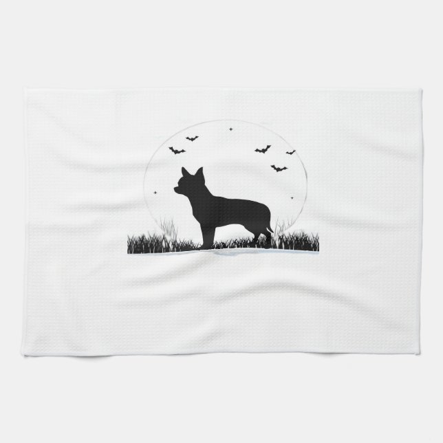 Linge De Cuisine Chihuahua Dog � Halloween Moon Silhouette Classic  (Horizontal)