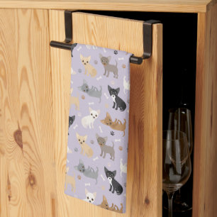 Linge De Cuisine Chihuahua Os et pattes violet