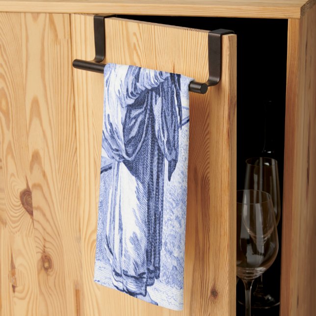 Linge De Cuisine Chinoiserie bleue et blanche (Pliage en tiers)