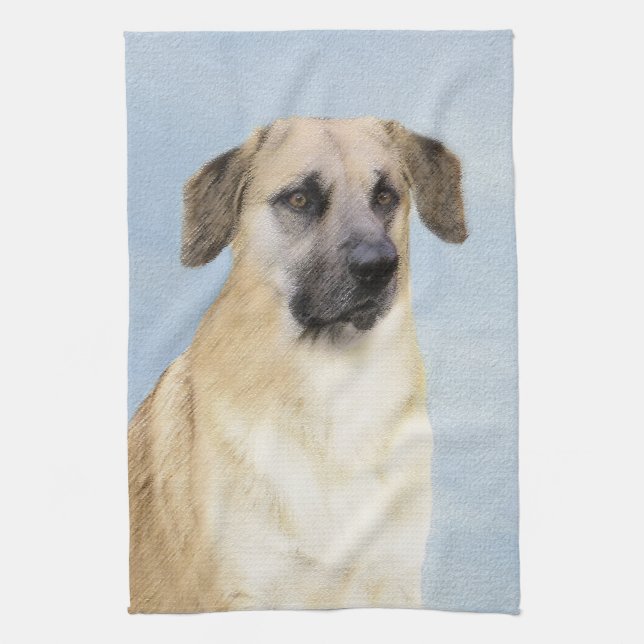 Linge De Cuisine Chinook (Oreilles Laissées) Peinture - Art Chien o (Vertical)