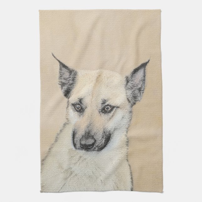 Linge De Cuisine Chinook (Oreilles Pointées) Peinture - Art Chien o (Vertical)