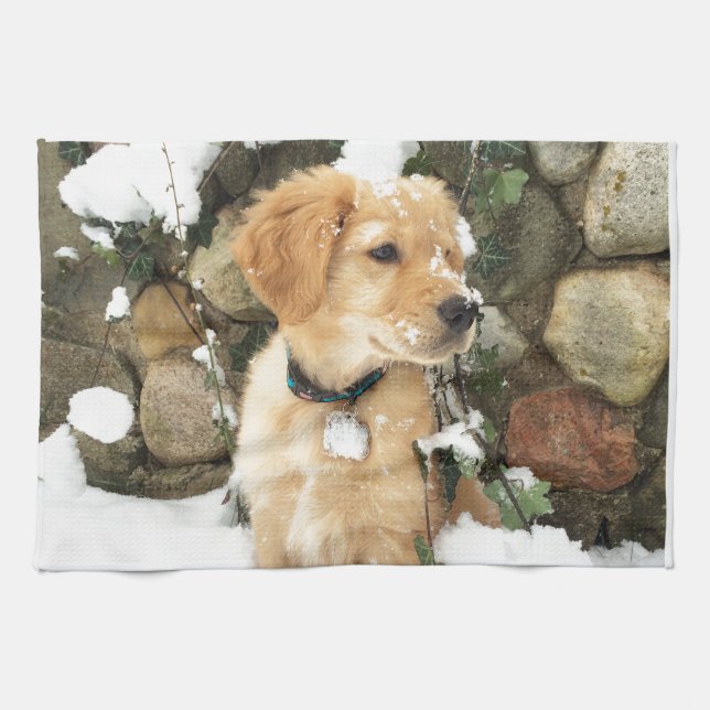 Linge De Cuisine Chiot à neige (Horizontal)