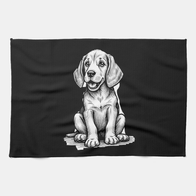 Linge De Cuisine Chiot beagle adorable, Amoureux des animaux de fam (Horizontal)