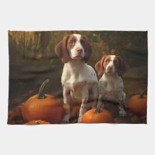 Linge De Cuisine Chiot Brittany Spaniel Délice d'Automne Citrouille