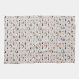 Linge De Cuisine Chiots de Dachshund : Chapeaux de Père Noël, Holly