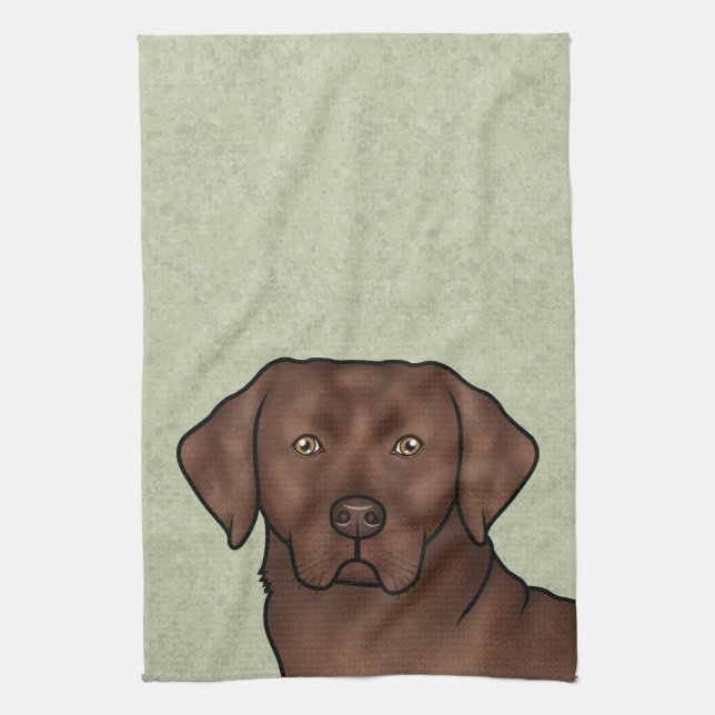 Linge De Cuisine Chocolat Labrador Retriever Lab Head Green (Vertical)