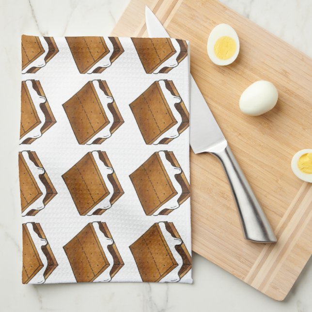 Linge De Cuisine Chocolat Marshmallow S'morlow Camp d'été Traite (Quart Plié)