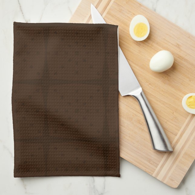 Linge De Cuisine Chocolat solide ton Brown sur grille de ton (Quart Plié)