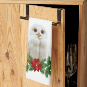 Linge De Cuisine Chouette de Noël sous la neige blanche