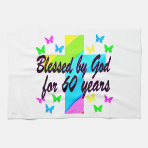 LINGE DE CUISINE CHRÉTIEN 60 ANNIVERSAIRE CROSS DESIGN