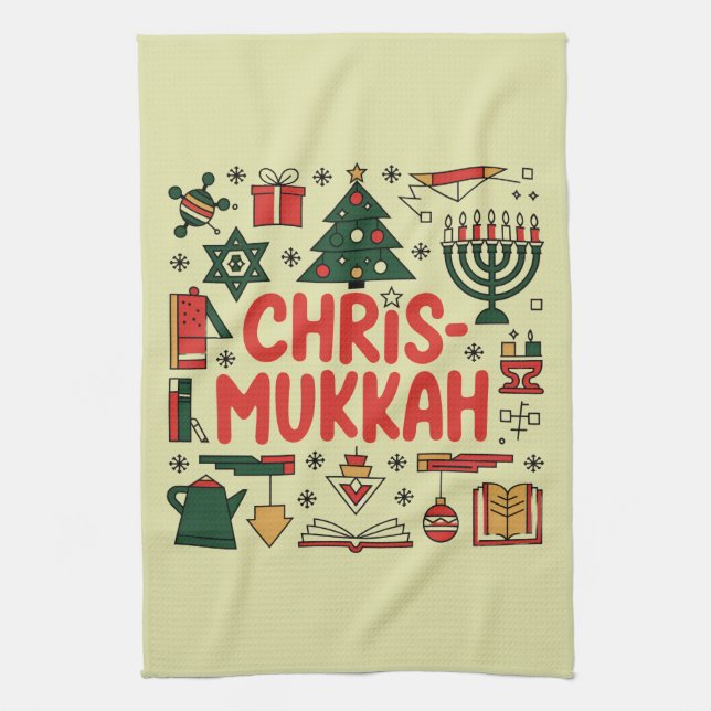 Linge De Cuisine Chrismukkah Hanoukka Noël Juif Religieux (Vertical)