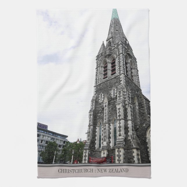 Linge De Cuisine Christchurch Church New Zealand Tea Towel (Vertical)