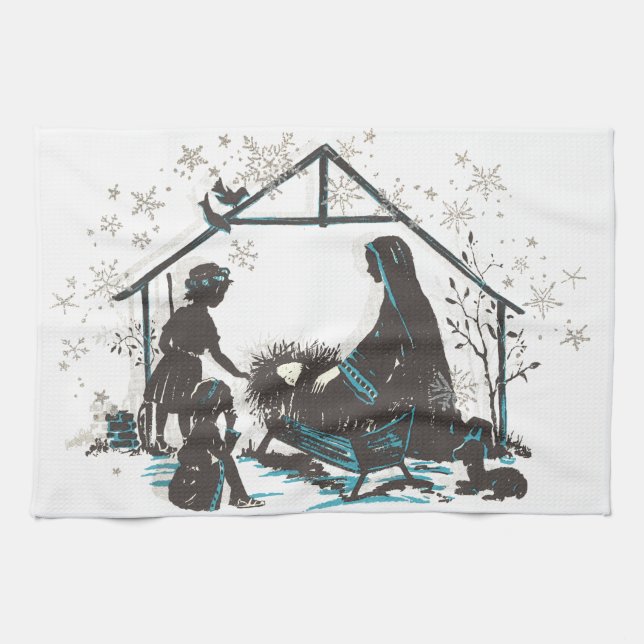 Linge De Cuisine Christian Saint Bébé Jésus Noël Nativité Scène (Horizontal)