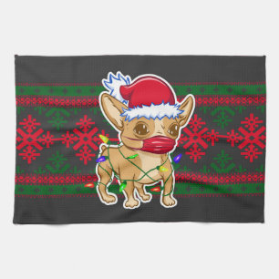 Linge De Cuisine Christmas chihuahua wearing a medical mask
