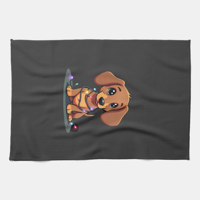 Linge De Cuisine Christmas Dachshund Lights (1) (Horizontal)