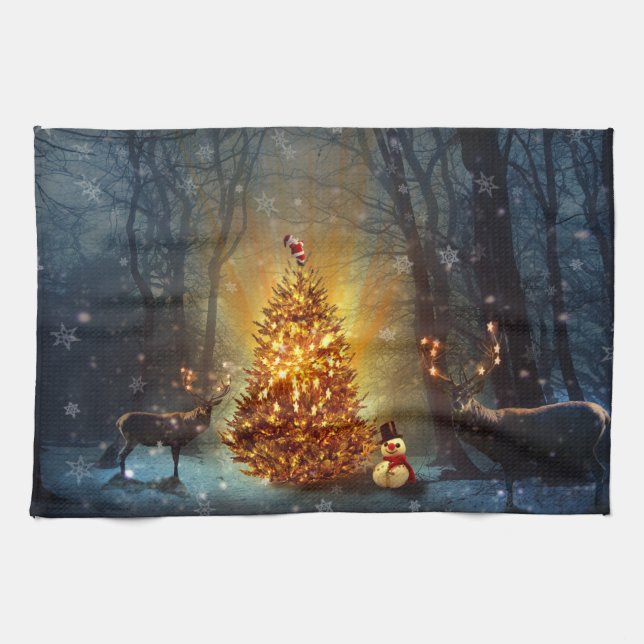 Linge De Cuisine Christmas Forest. (Horizontal)