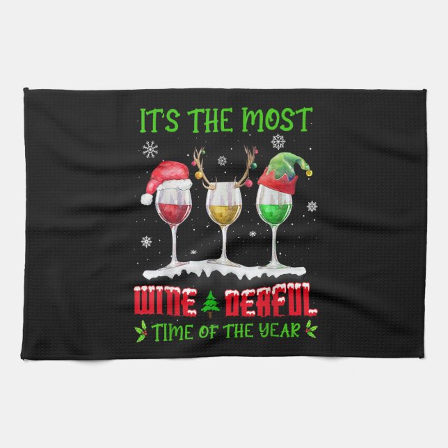Linge De Cuisine Christmas Wine - Funny Xmas Alcohol Pajama PJ Tops (Horizontal)
