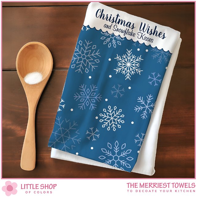 Linge De Cuisine Christmas Wishes Snowflake Pattern Customizable (Créateur téléchargé)