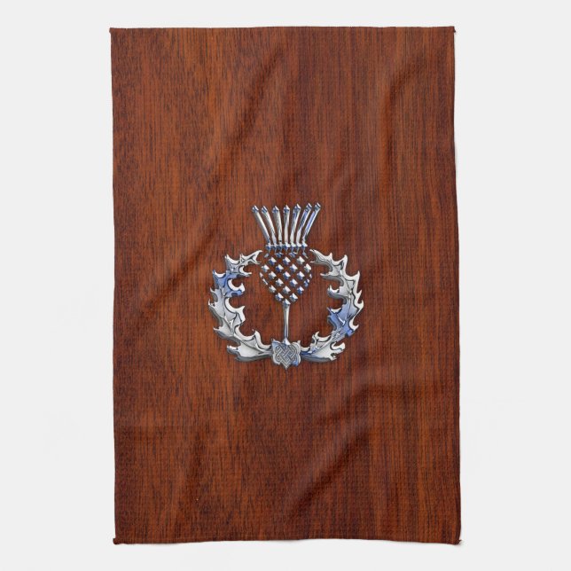 Linge De Cuisine Chrome Comme Mahogany Bois Grain Scottish Thistle (Vertical)