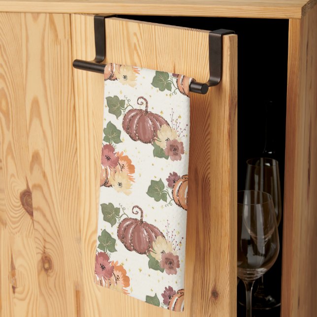 Linge De Cuisine Chute Citrouille d'aquarelle (Pliage en tiers)