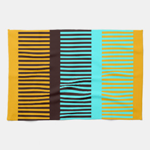 Linge De Cuisine Ciel bleu jaune Brown rayures