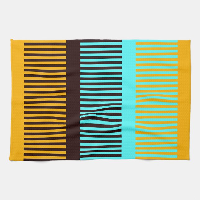 Linge De Cuisine Ciel bleu jaune Brown rayures (Horizontal)