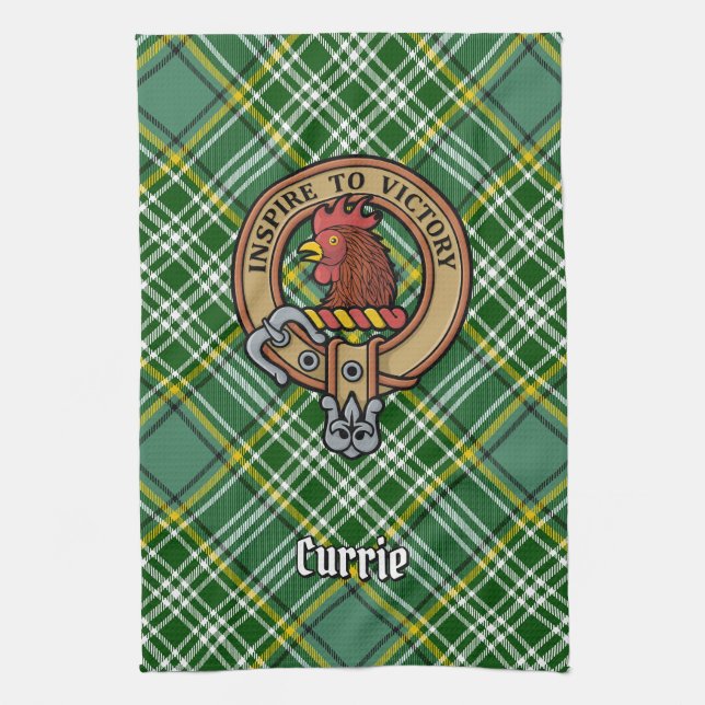 Linge De Cuisine Cimier de coq Clan Currie sur Tartan (Vertical)