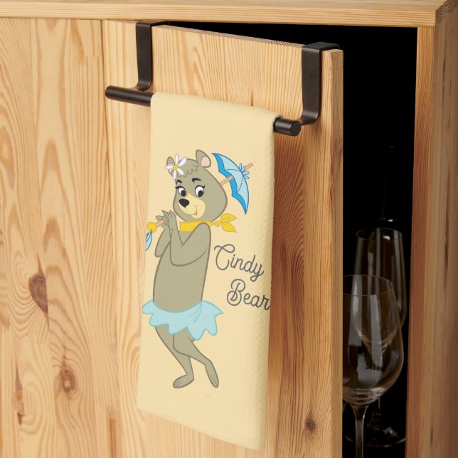 Linge De Cuisine Cindy Bear tenant le parasol (Pliage en tiers)