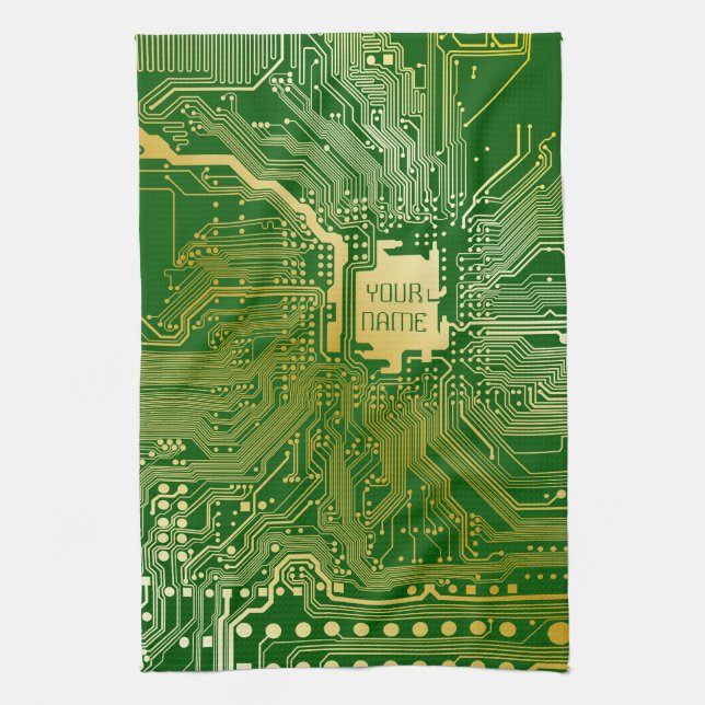 Linge De Cuisine Circuit Monogramme Motherboard Electronics Chip Te (Vertical)