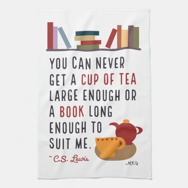 Linge De Cuisine Citation de C.S. Lewis Tea and Books Illustré (Vertical)