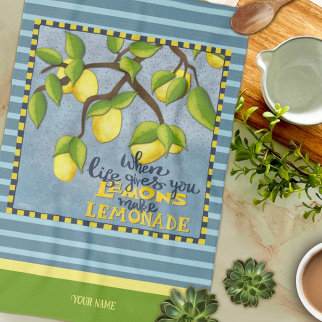 Linge De Cuisine Citation de citron Votre nom trié élégant (Créateur téléchargé)