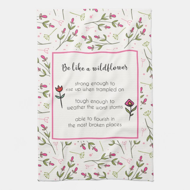 Linge De Cuisine Citation Inspirante Avec Motif Fleur sauvage (Vertical)