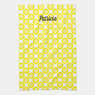 Linge De Cuisine Citron jaune Pois Nom personnalisé été automne