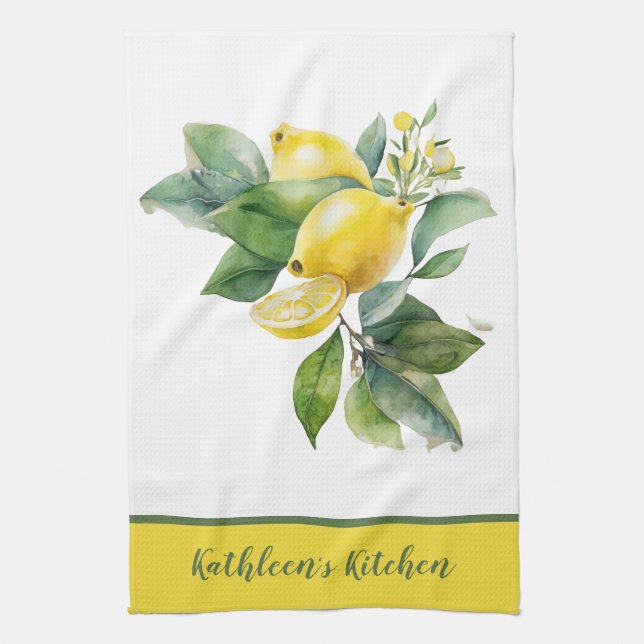 Linge De Cuisine Citron vert jaune personnalisé (Vertical)
