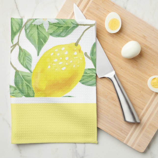 Linge De Cuisine Citrons d'agrumes et cuisine Feuille verte (Quart Plié)