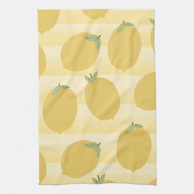 Linge De Cuisine Citrons jaunes Fruits d'été Aquarelle amusante (Vertical)
