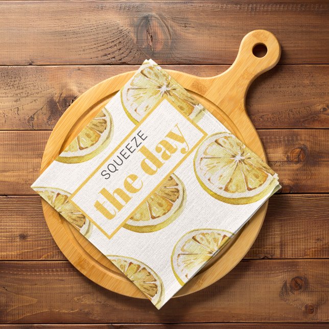 Linge De Cuisine Citrons Jaunes Modernes Motif & Squeeze La Journée (Créateur téléchargé)