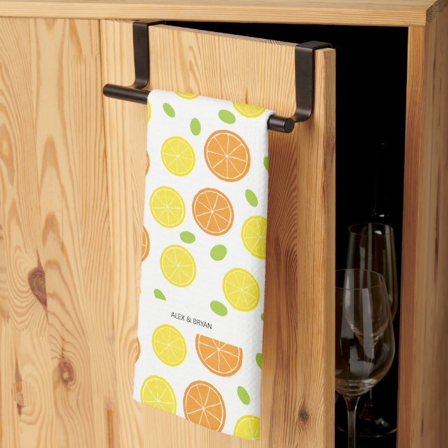 Linge De Cuisine Citrons Oranges et raisins Fruit Personnalisé (Pliage en tiers)