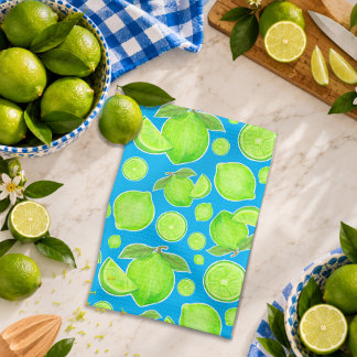Linge De Cuisine Citrons verts frais sur motif de fruits d'agrumes