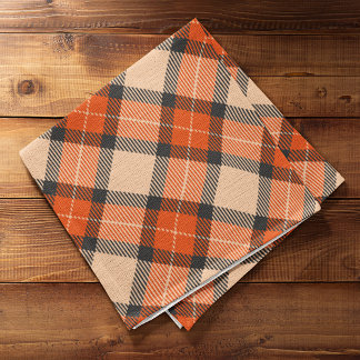 Linge De Cuisine Citrouille d'automne classique Orange Brown Tartan