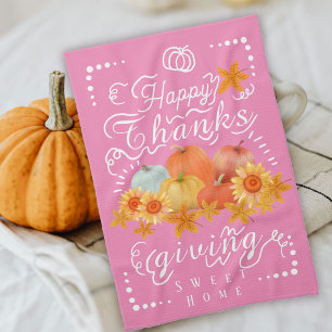 Linge De Cuisine Citrouille d'automne rose