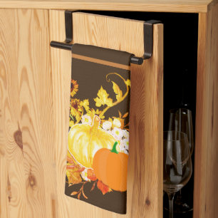Linge De Cuisine Citrouille de Thanksgiving avec feuilles d'automne