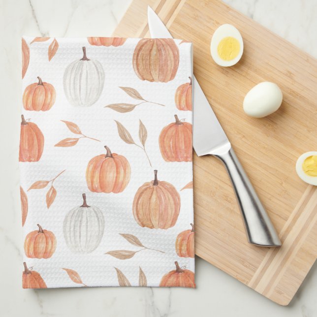 Linge De Cuisine Citrouille et Feuille d'automne (Quart Plié)