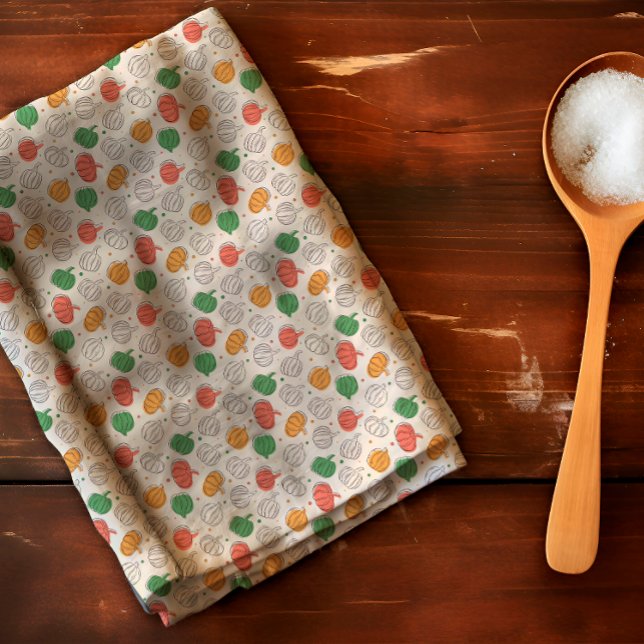 Linge De Cuisine Citrouille Halloween orange jaune vert (Créateur téléchargé)
