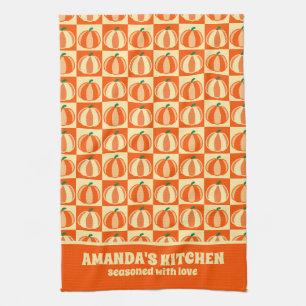 Linge De Cuisine Citrouille vintage Orange Tartan Plaid Thanksgivin