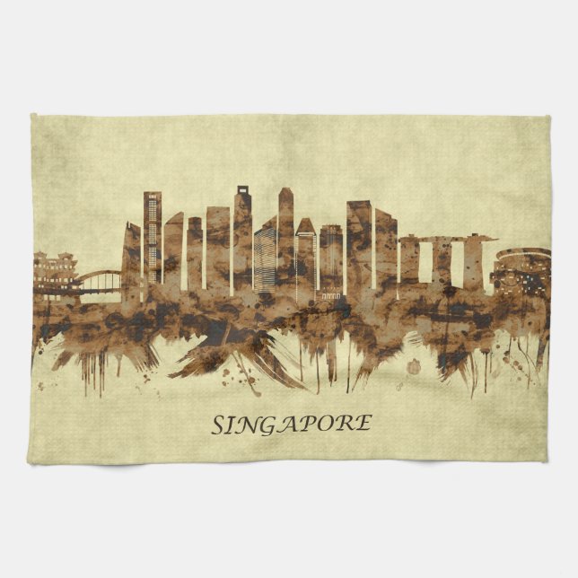 Linge De Cuisine Cityscape de Singapour (Horizontal)
