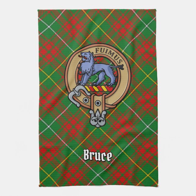 Linge De Cuisine Clan Bruce Crest sur la chasse Tartan (Vertical)