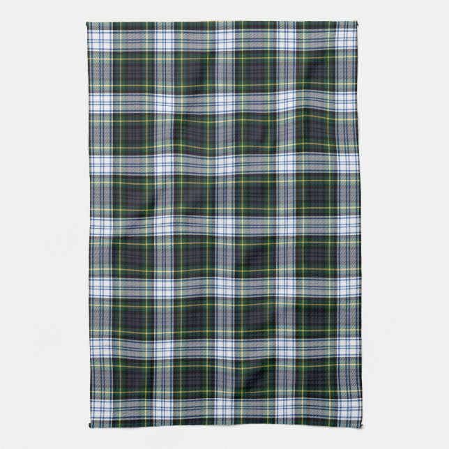 Linge De Cuisine Clan Gordon Plaid Tartan Green White Check (Vertical)