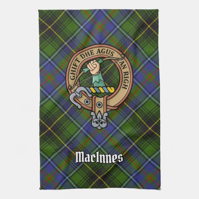 Linge De Cuisine Clan MacInnes Crest sur Tartan (Vertical)