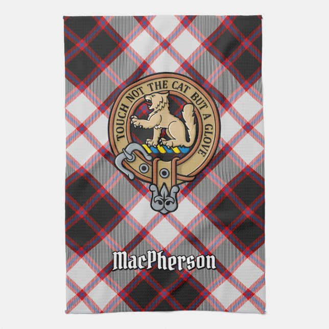 Linge De Cuisine Clan MacPherson Crest sur la chasse Tartan (Vertical)